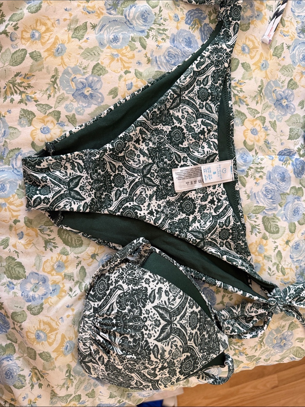 Primark Dark Green and White Floral Print Bikini